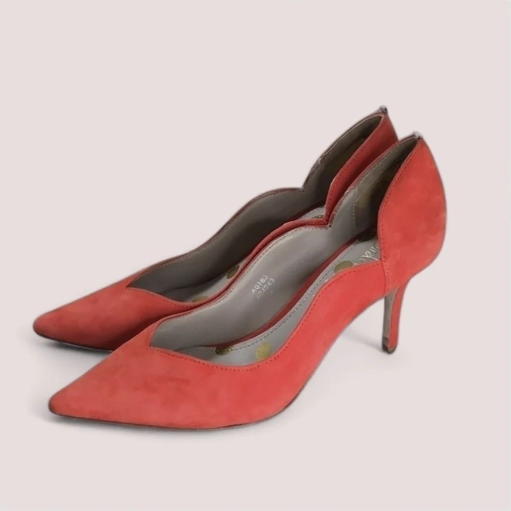Boden Suede Leather Madison Courts Burnt Orange Scallop Heels Size 7.5